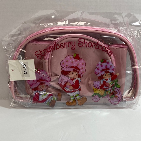 Other - 5/$15 Strawberry Shortcake Pink Clear Cosmetic Bag Set